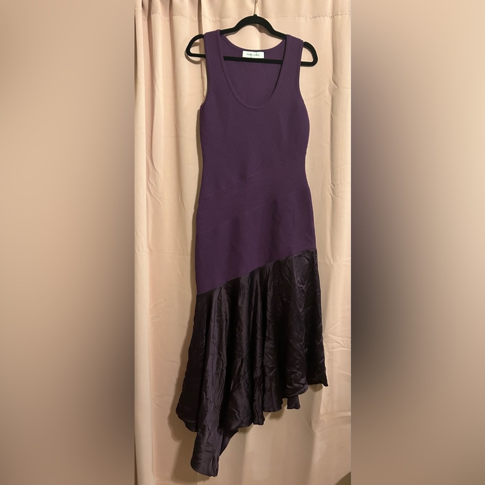 Prabal Gurung  Runway Purple Knit & Silk Asymmetrical Dress size M